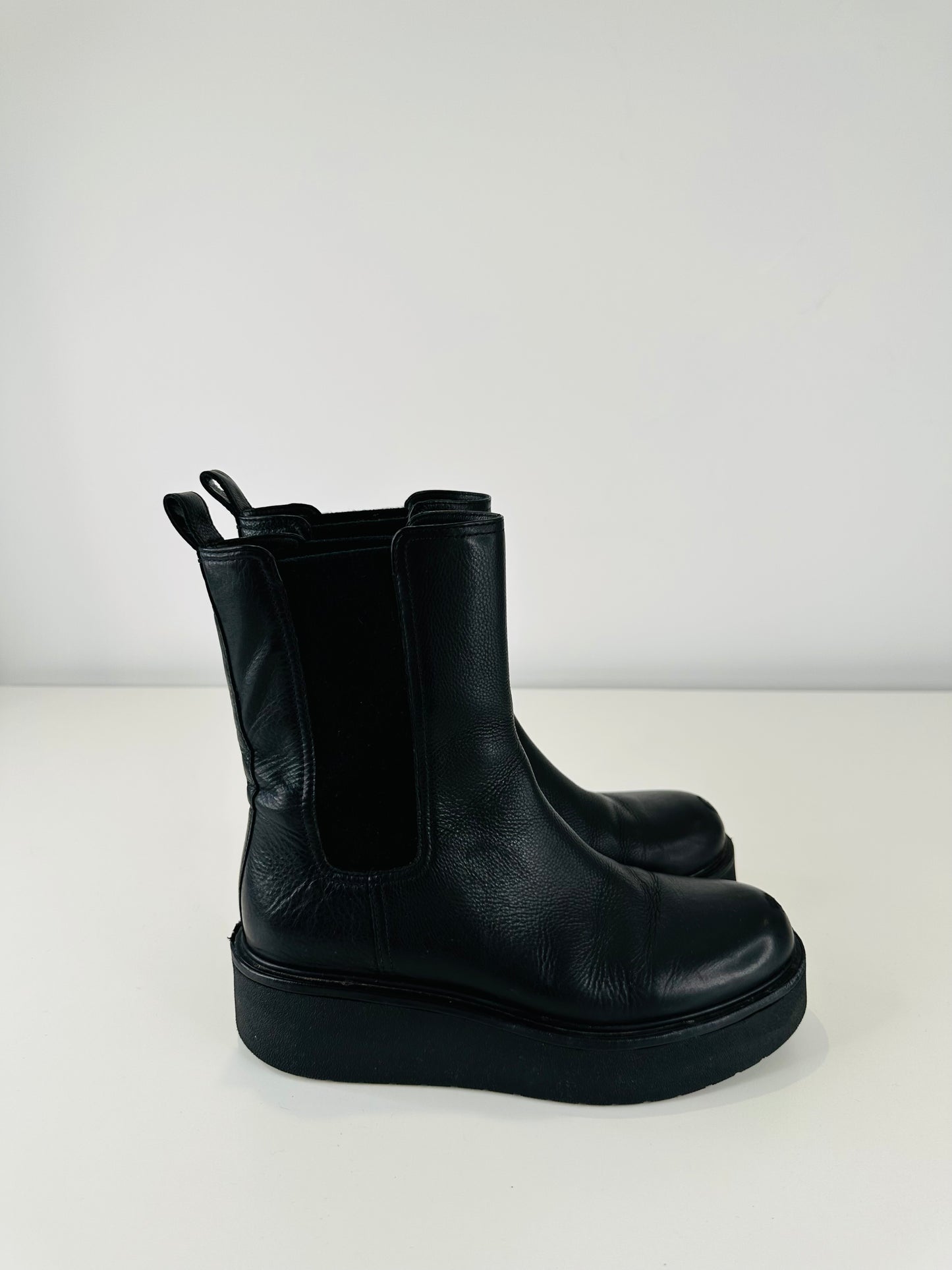 Leather Platform Boots - Size 37
