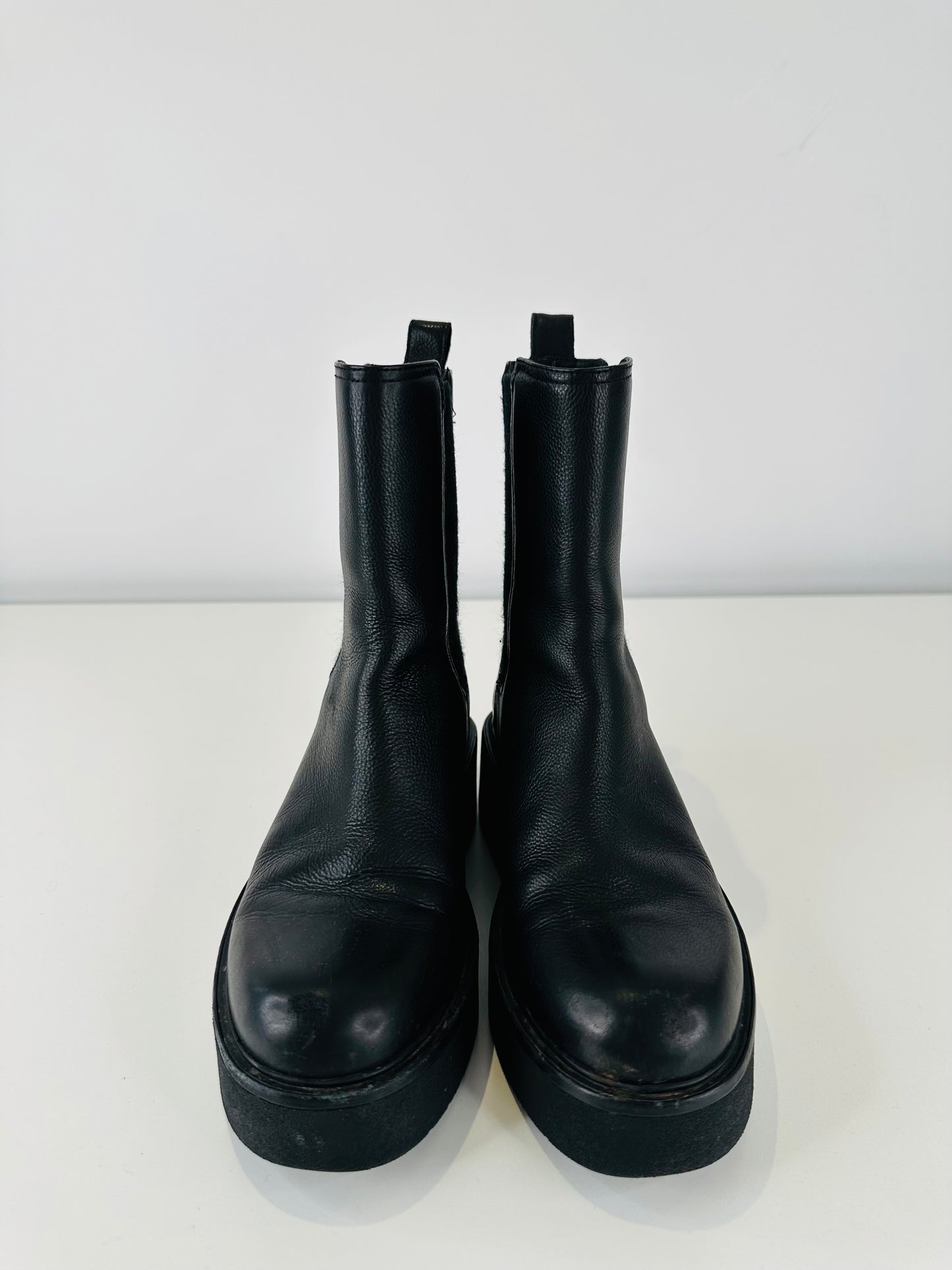 Leather Platform Boots - Size 37
