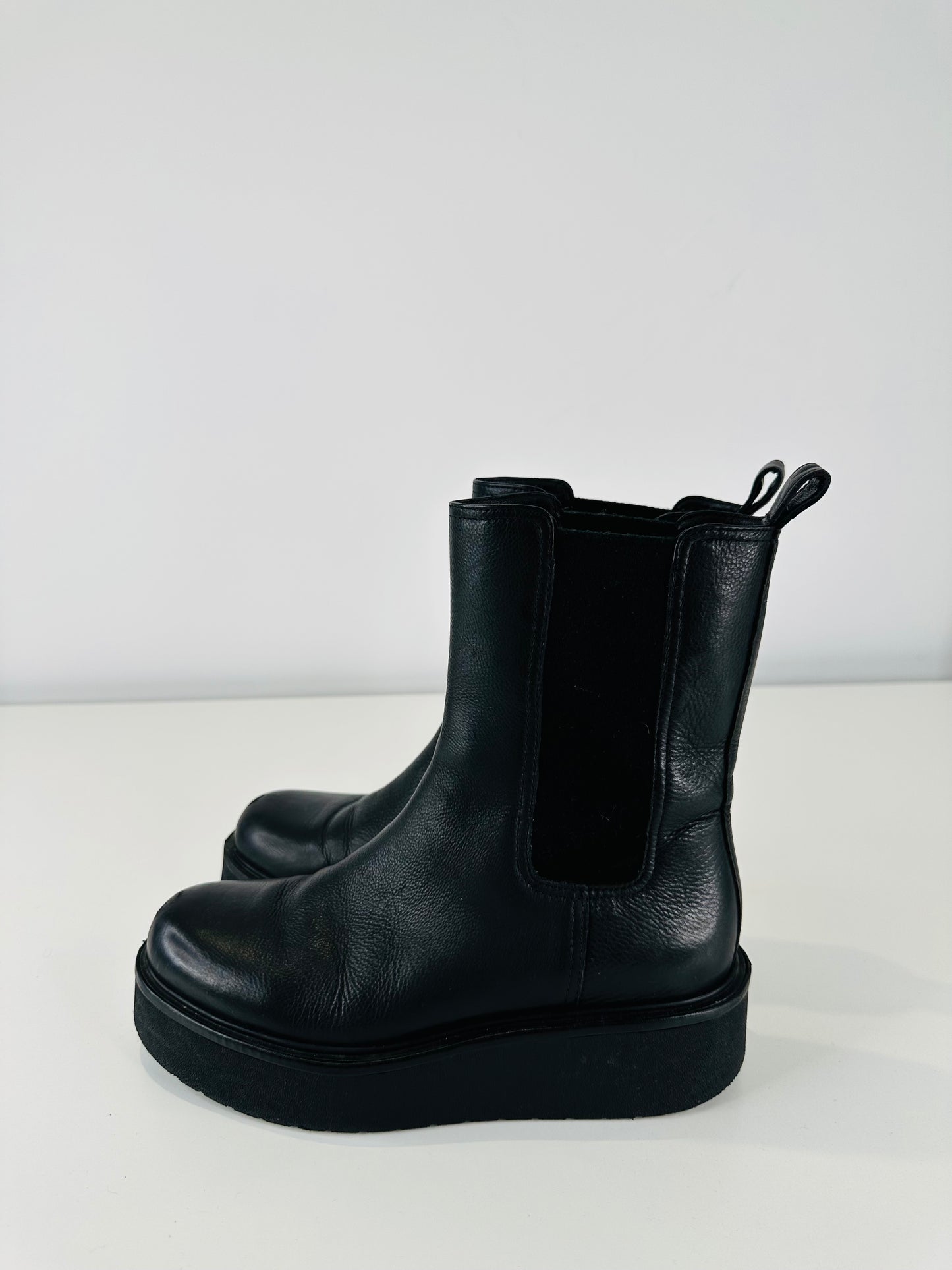 Leather Platform Boots - Size 37