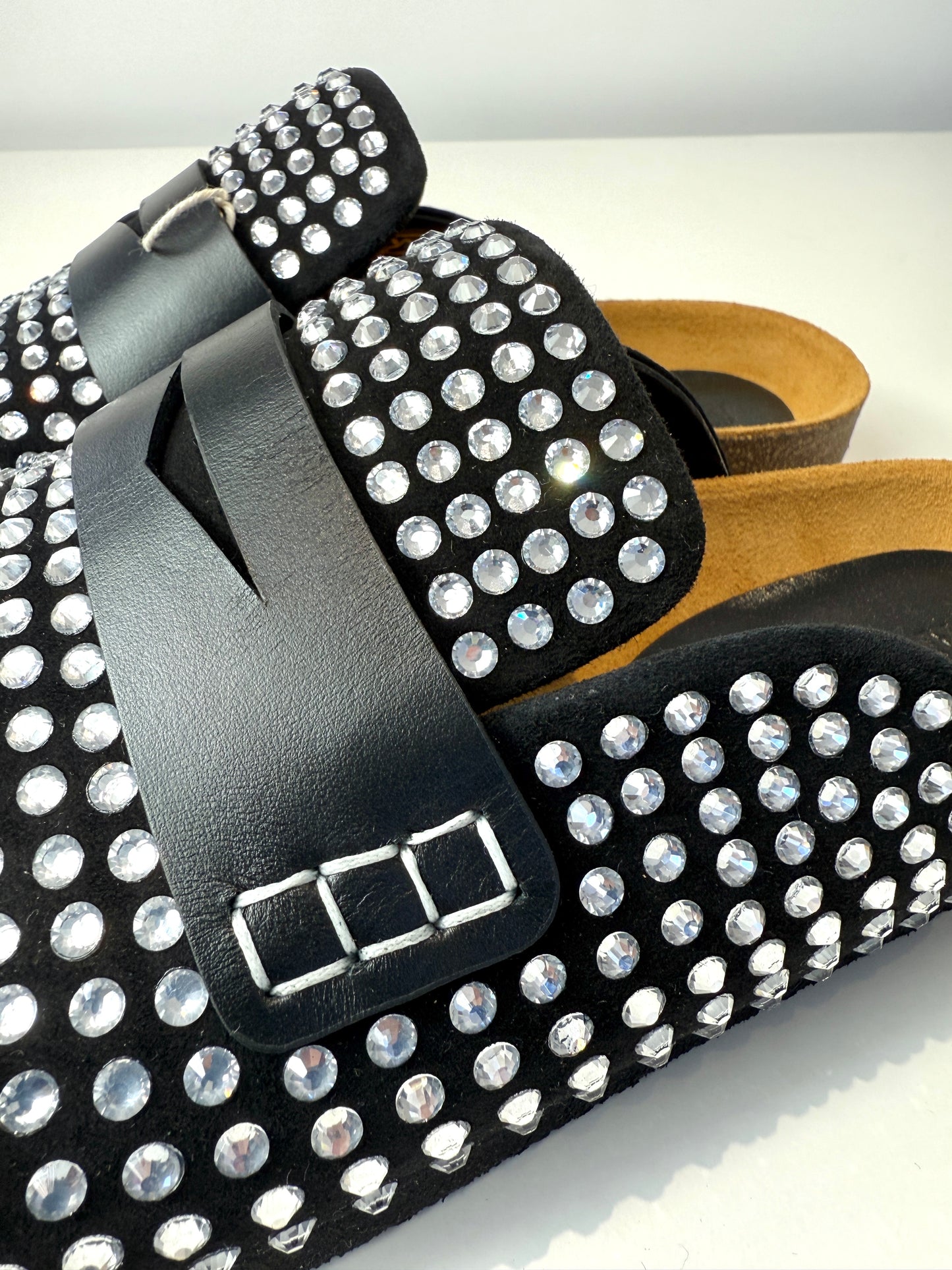 Embellished Suede Mules - Size 39