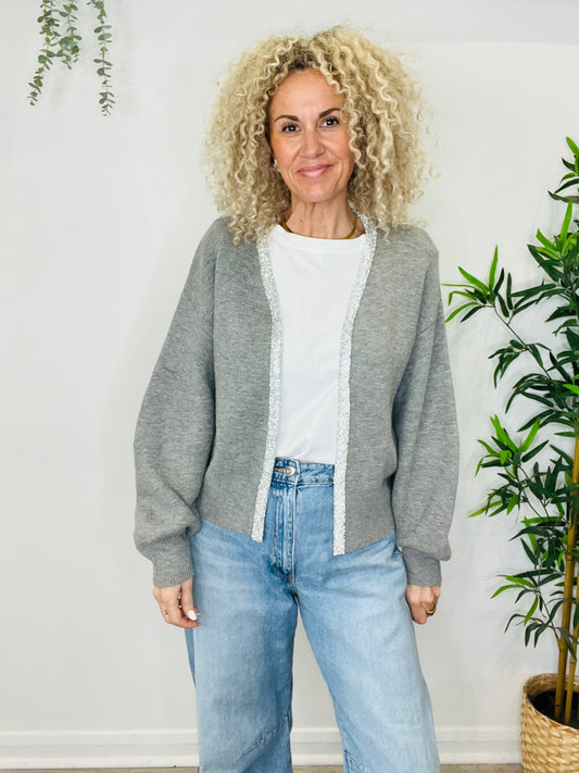 Diamante Trim Cardigan - O/S
