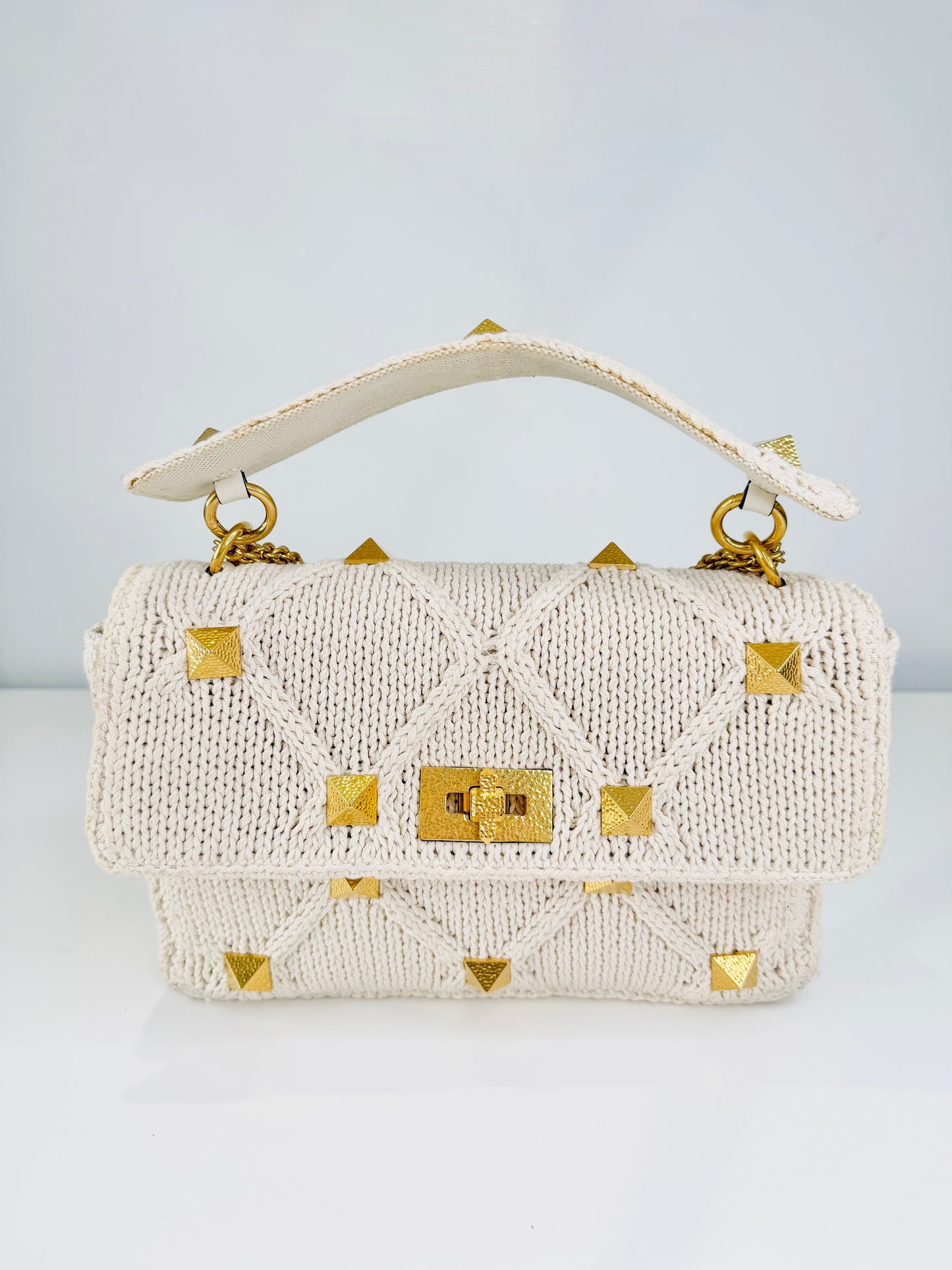 Roman Rockstud Knitted Bag