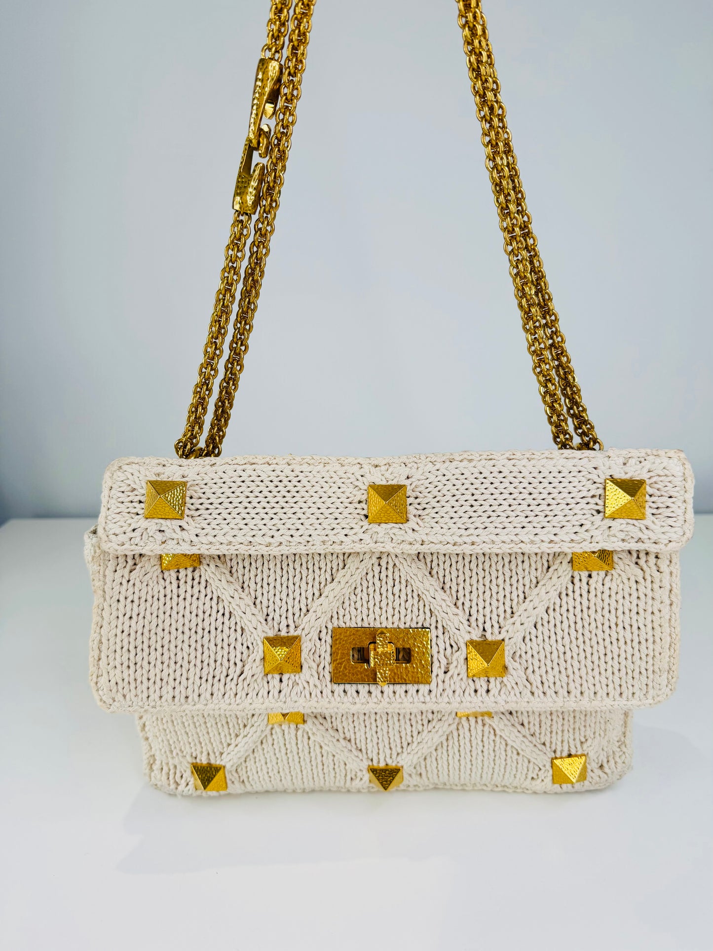 Roman Rockstud Knitted Bag