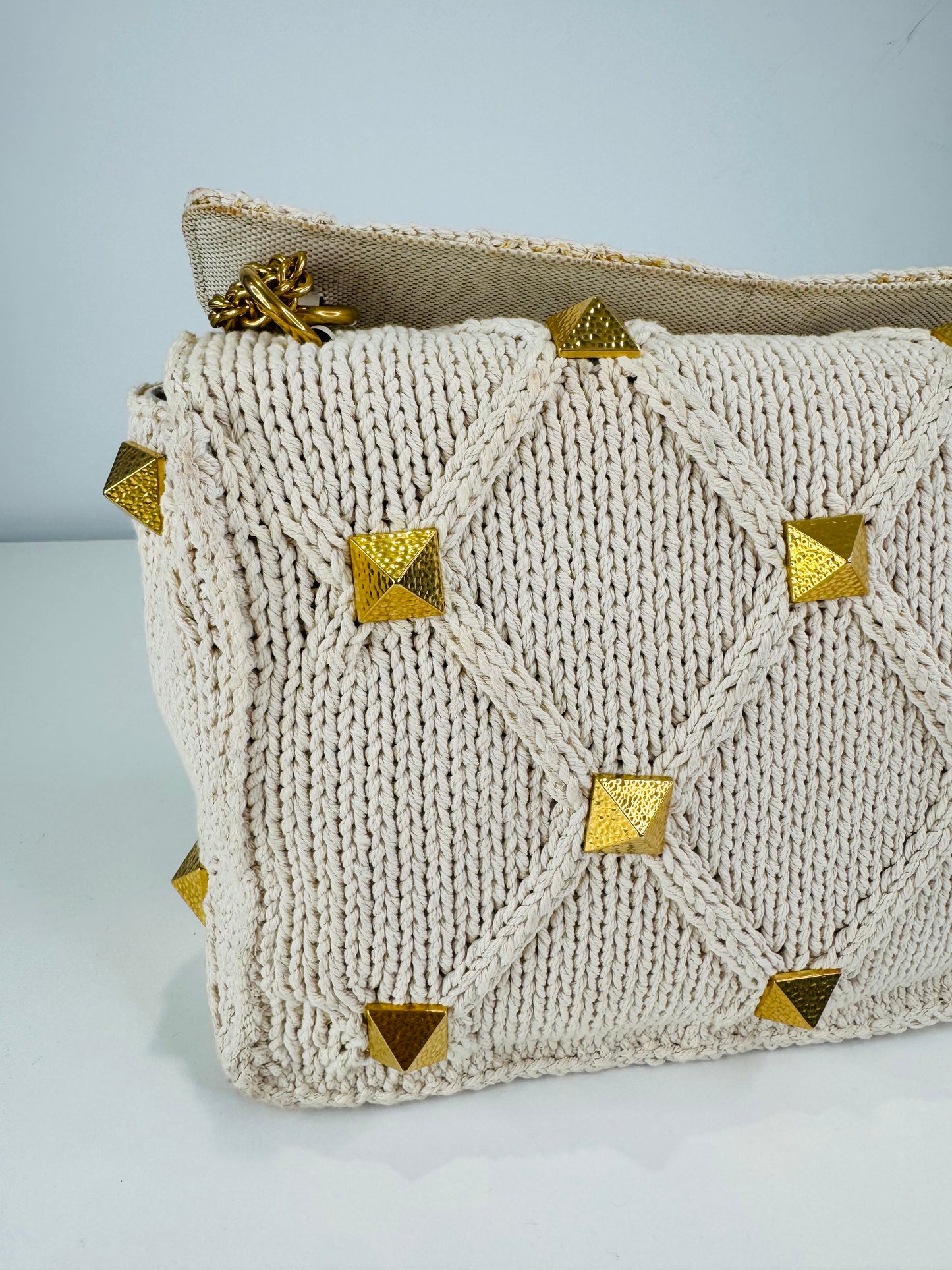 Roman Rockstud Knitted Bag