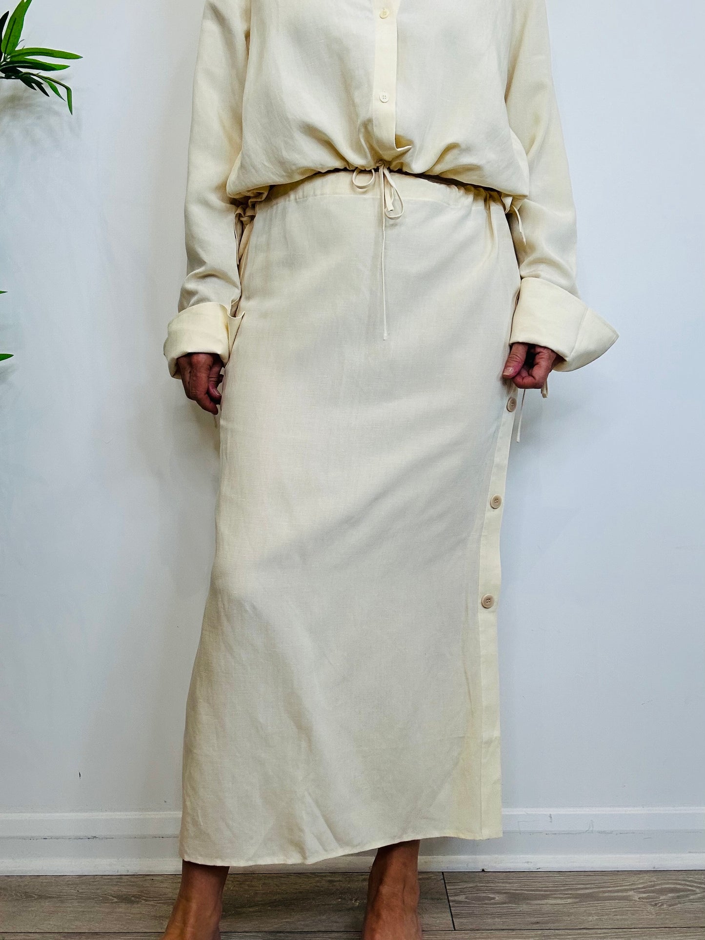 Linen Shirt & Skirt Set - Size 38/40