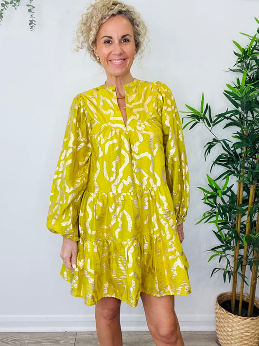 Metallic Patterned Dress - Size S