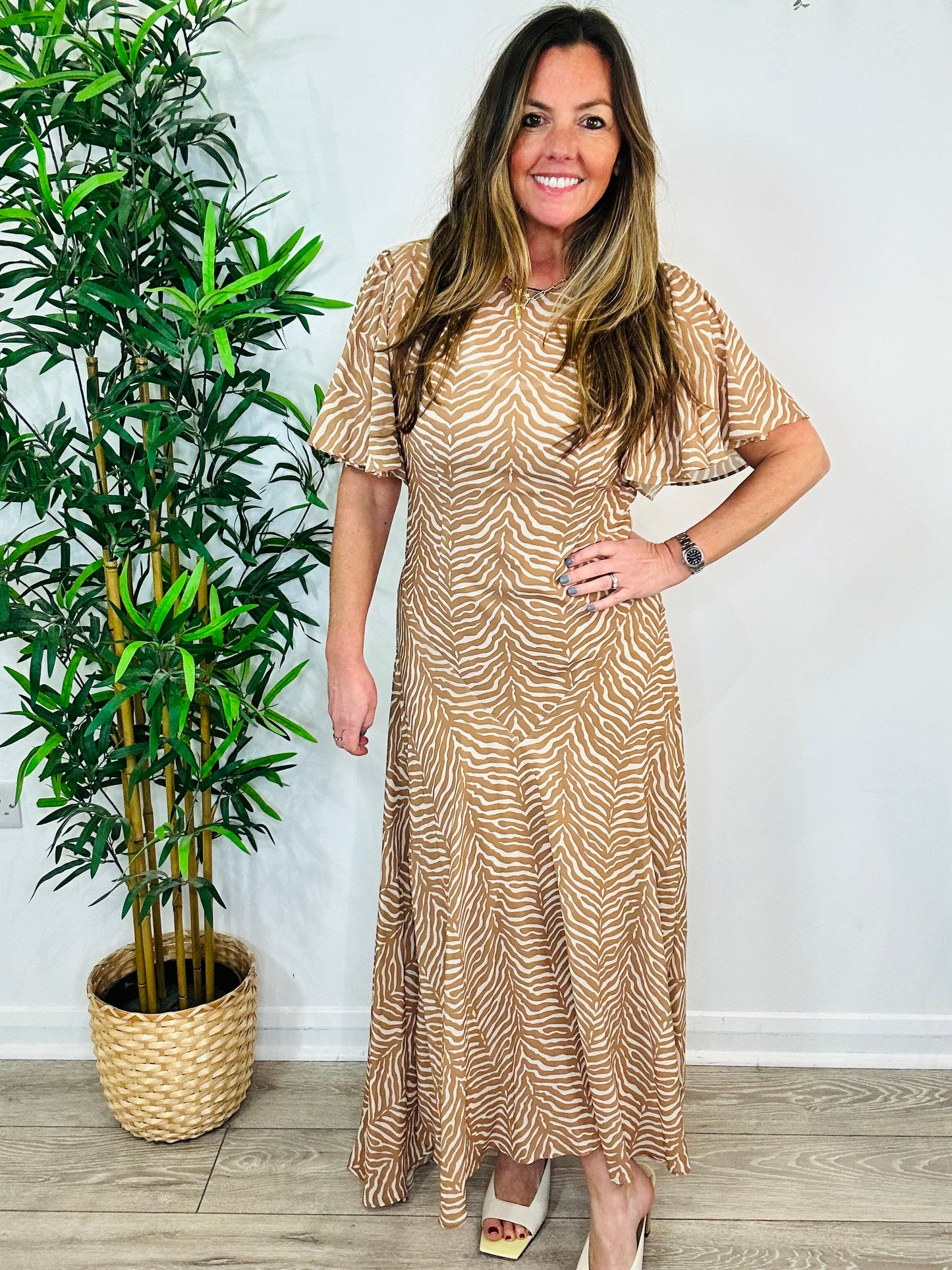 Tiger Print Maxi Dress - Size 10