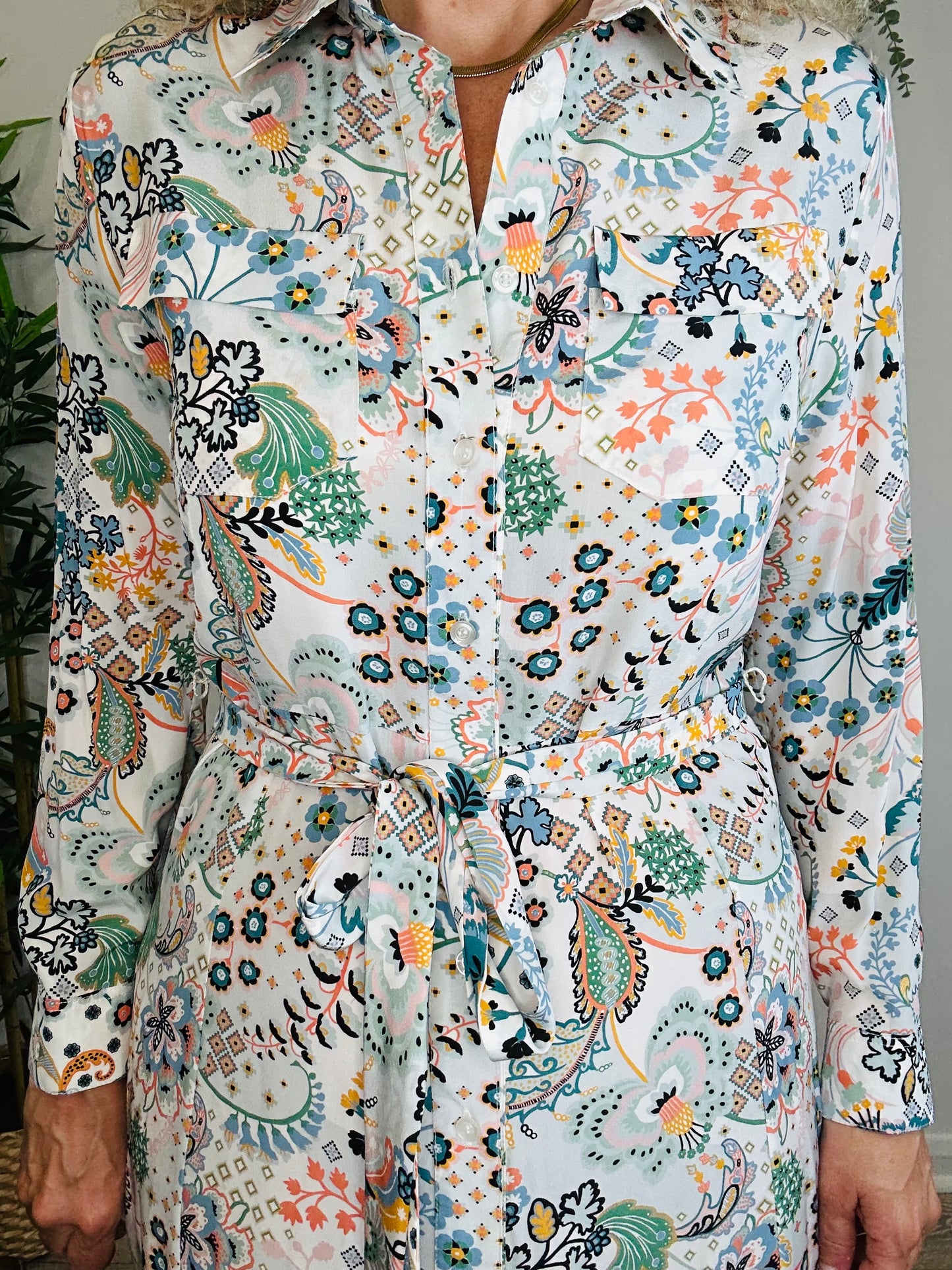 Silk Shirt Dress - Size 12