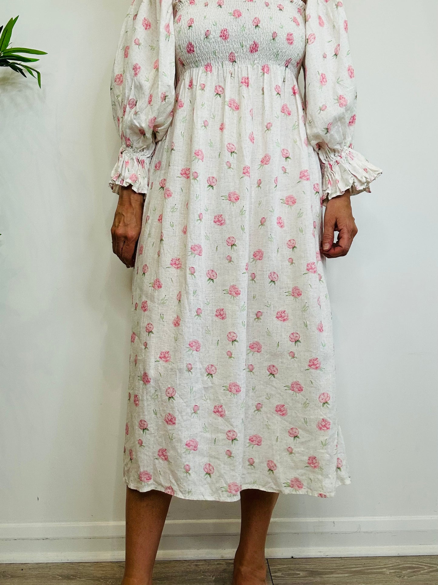 Smocked Floral Dress - Size L