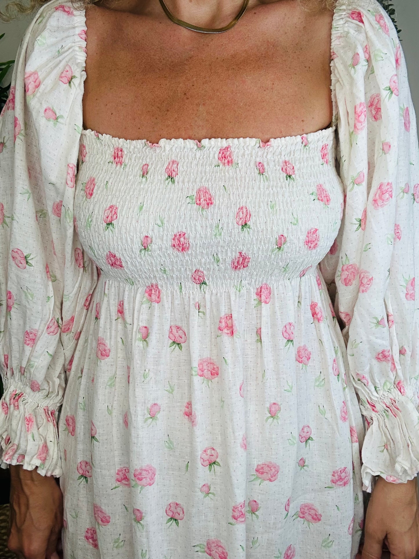 Smocked Floral Dress - Size L