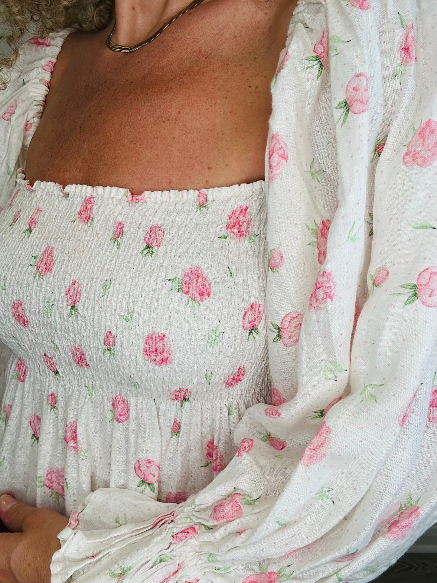 Smocked Floral Dress - Size L