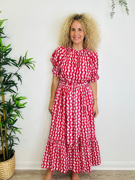 Patterned Cotton Dress - Size L