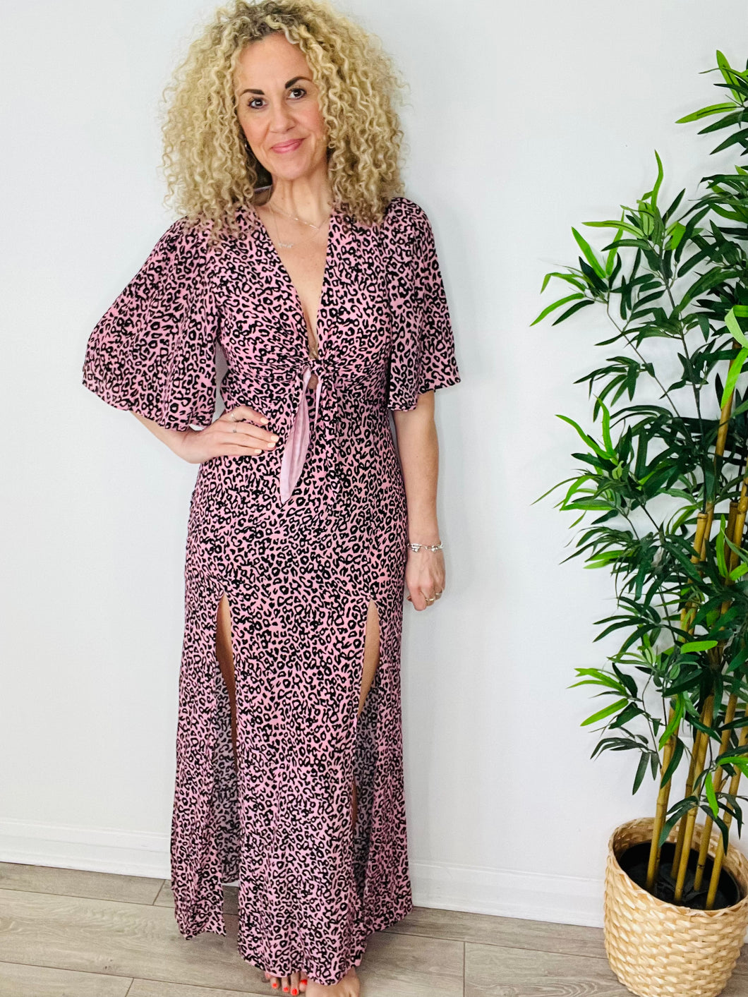 Silk Leopard Print Dress - Size 10