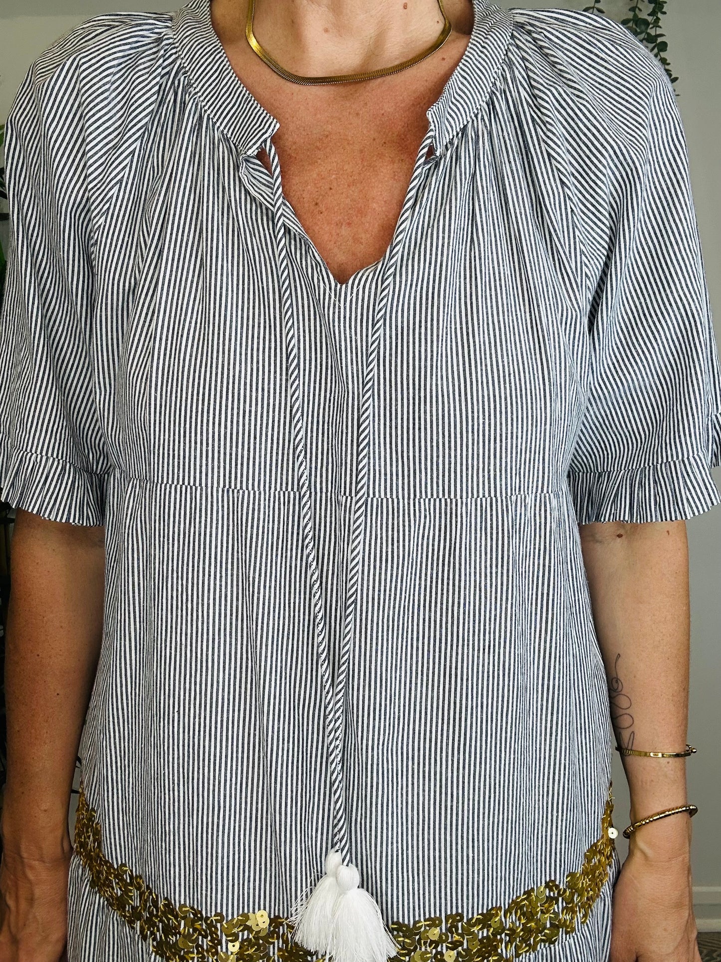 Striped Cotton Dress - Size L
