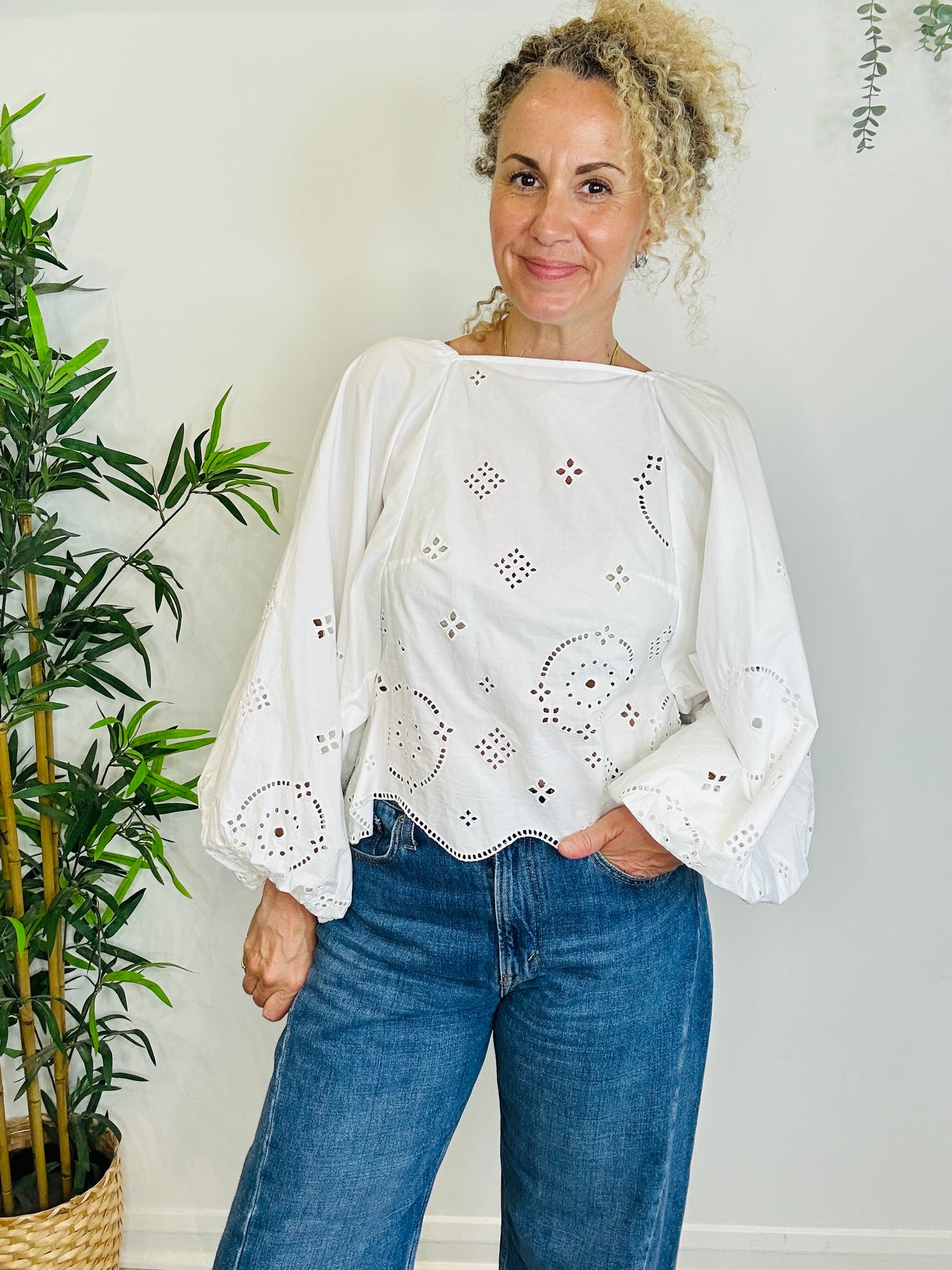 Cotton Broderie Blouse - Size 40