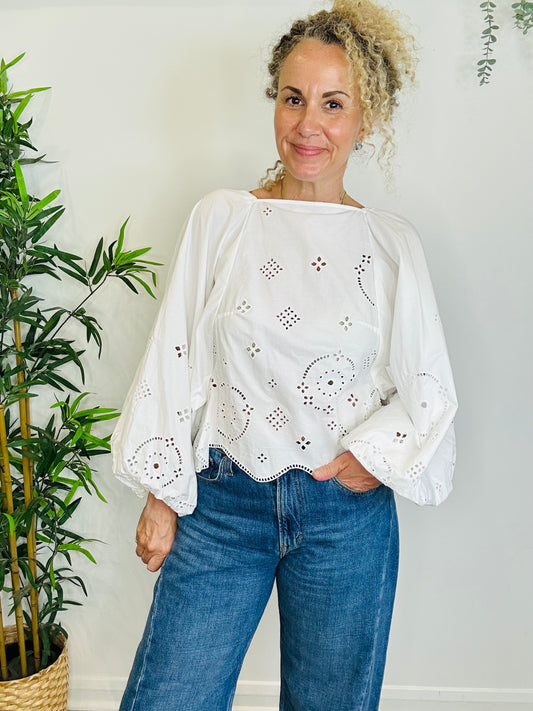 Cotton Broderie Blouse - Size 40