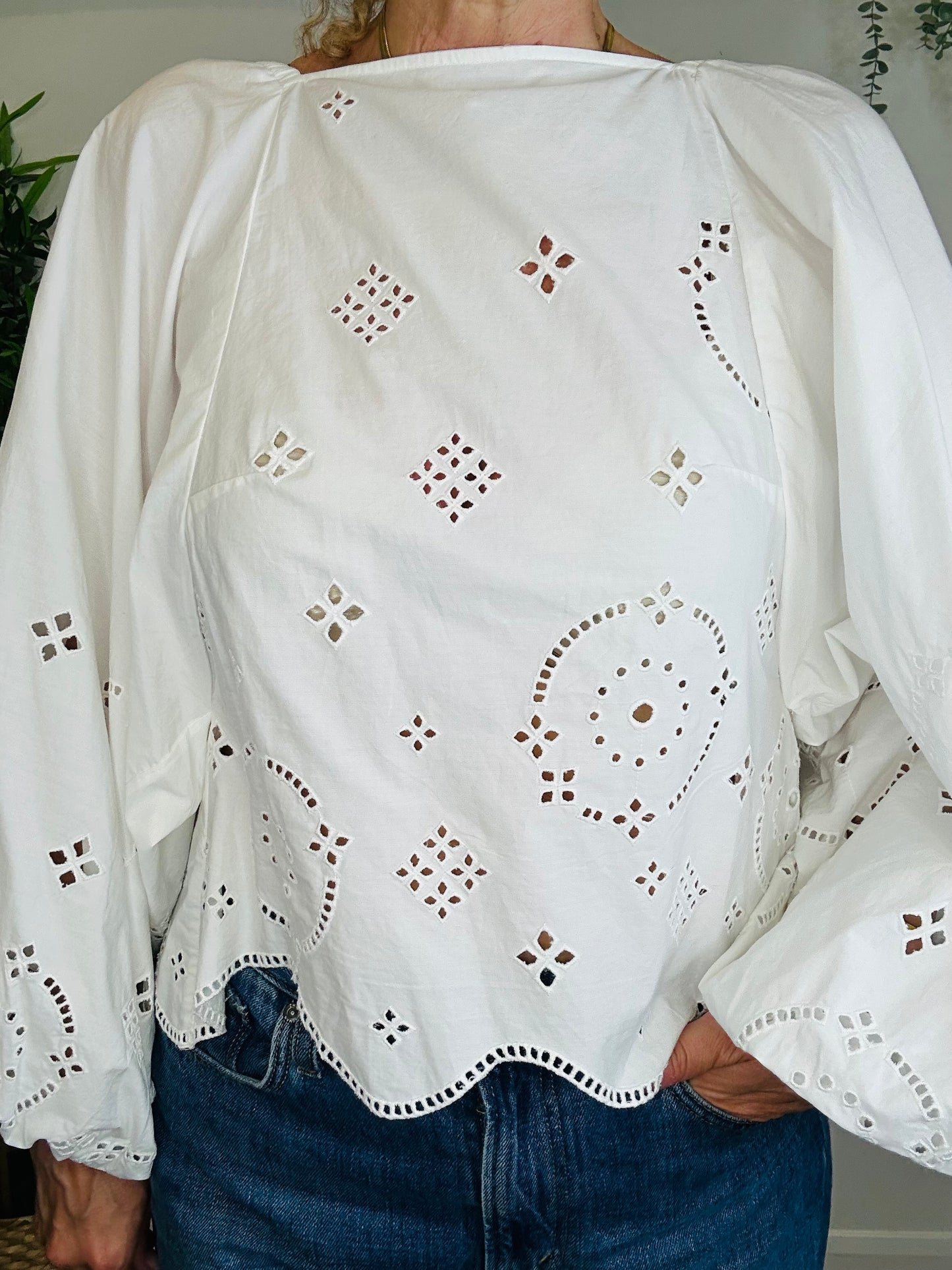 Cotton Broderie Blouse - Size 40