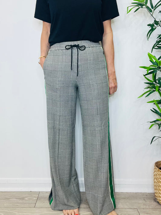 Check Wide Leg Trousers - Size 8
