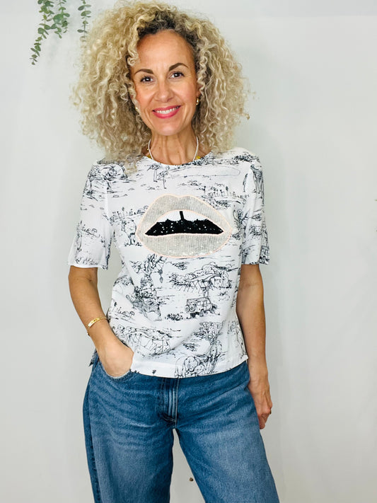 Sequin Lips Top - Size 8