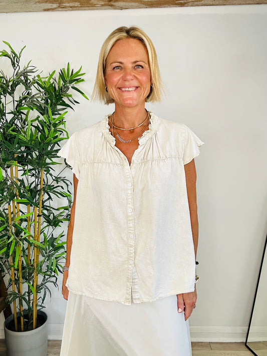 Frill Sleeveless Blouse - Size L