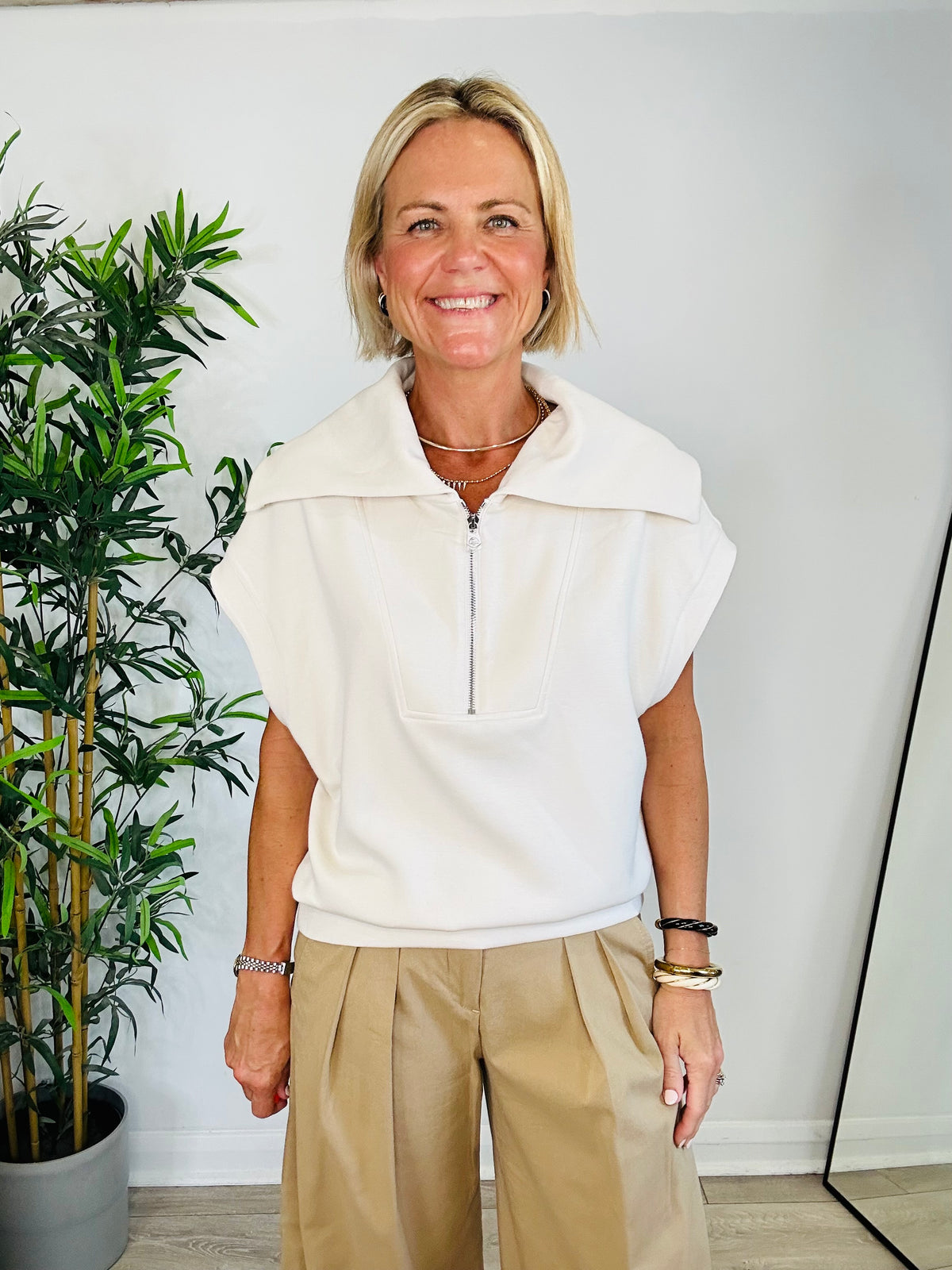 Double Soft Half Zip Tank - Size L