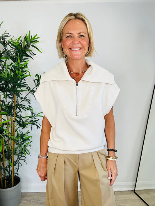Double Soft Half Zip Tank - Size L