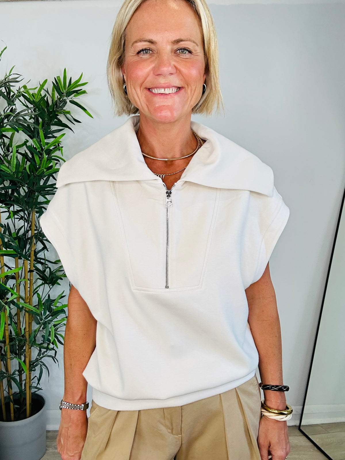 Double Soft Half Zip Tank - Size L