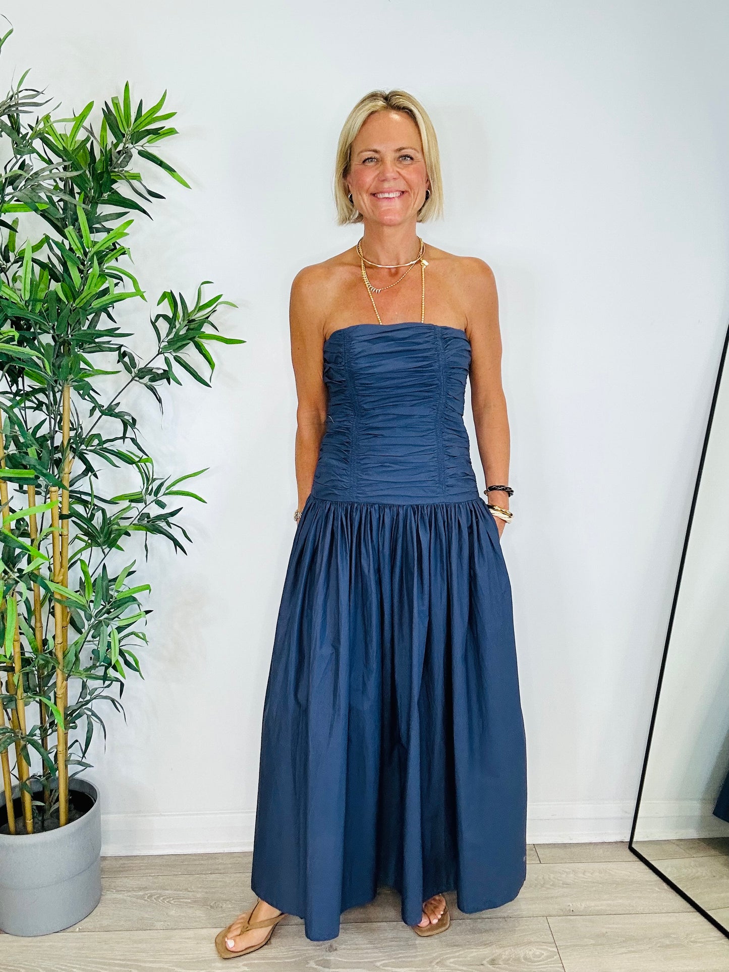 Ruched Bandeau Dress - Size 12