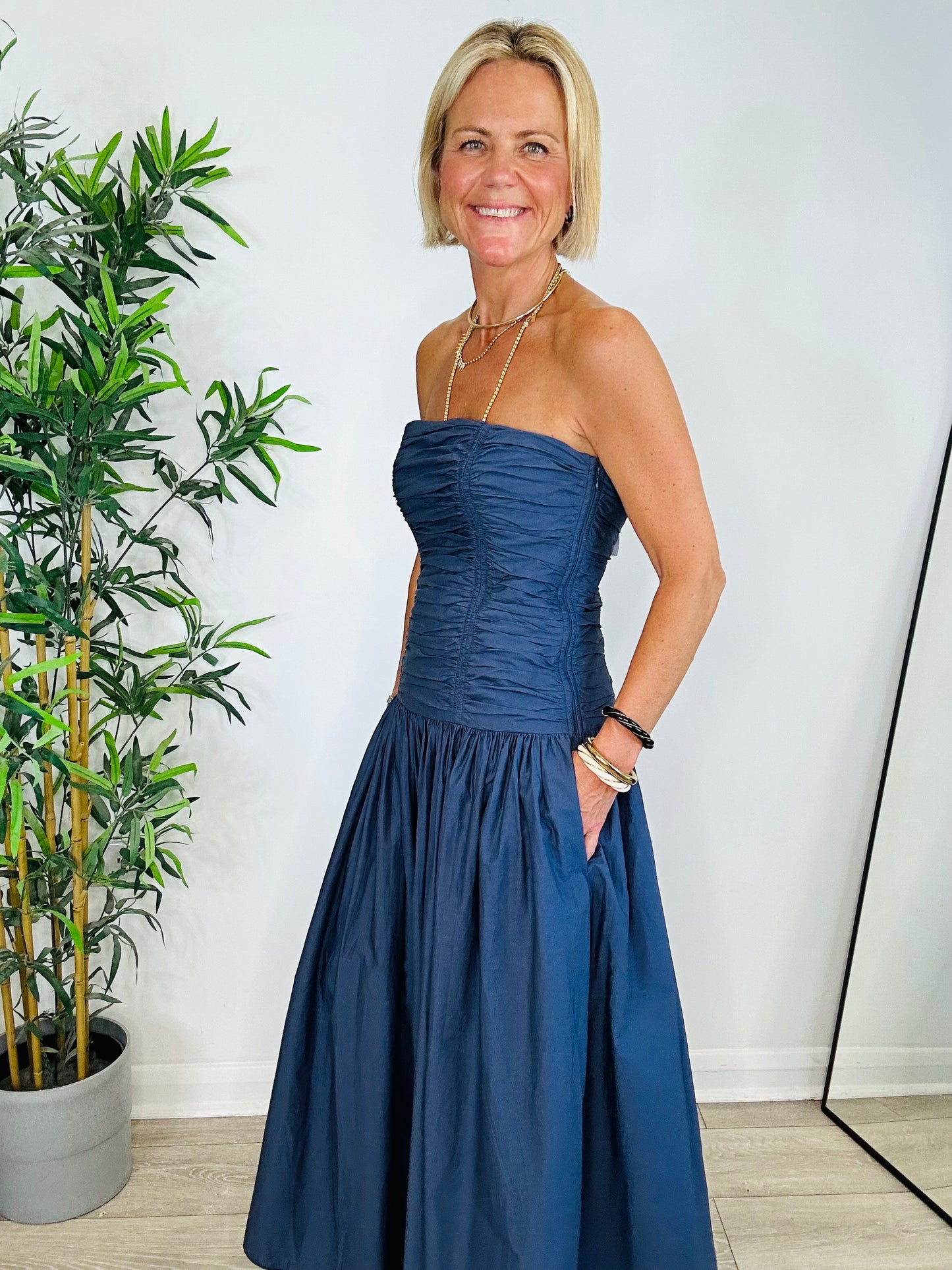 Ruched Bandeau Dress - Size 12
