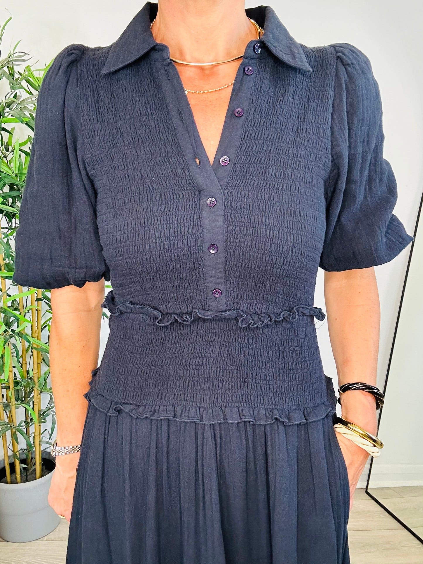 Smocked Cheesecloth Dress - Size 6