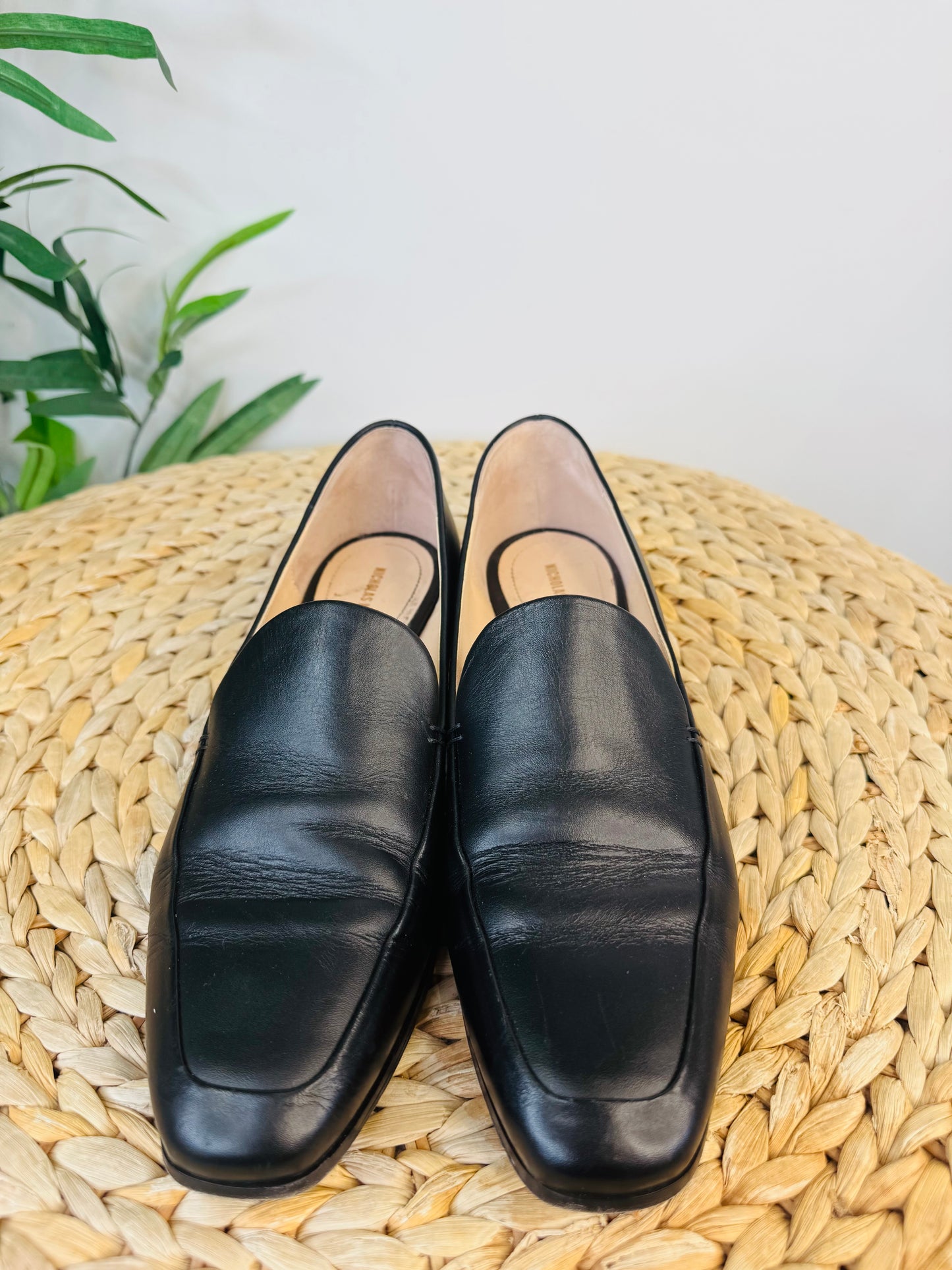 Pearl Detail Leather Loafers - Size 38