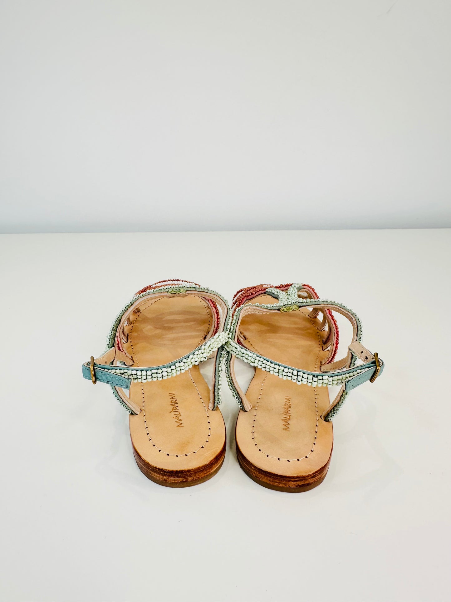Beaded Leather Sandals - Size 38
