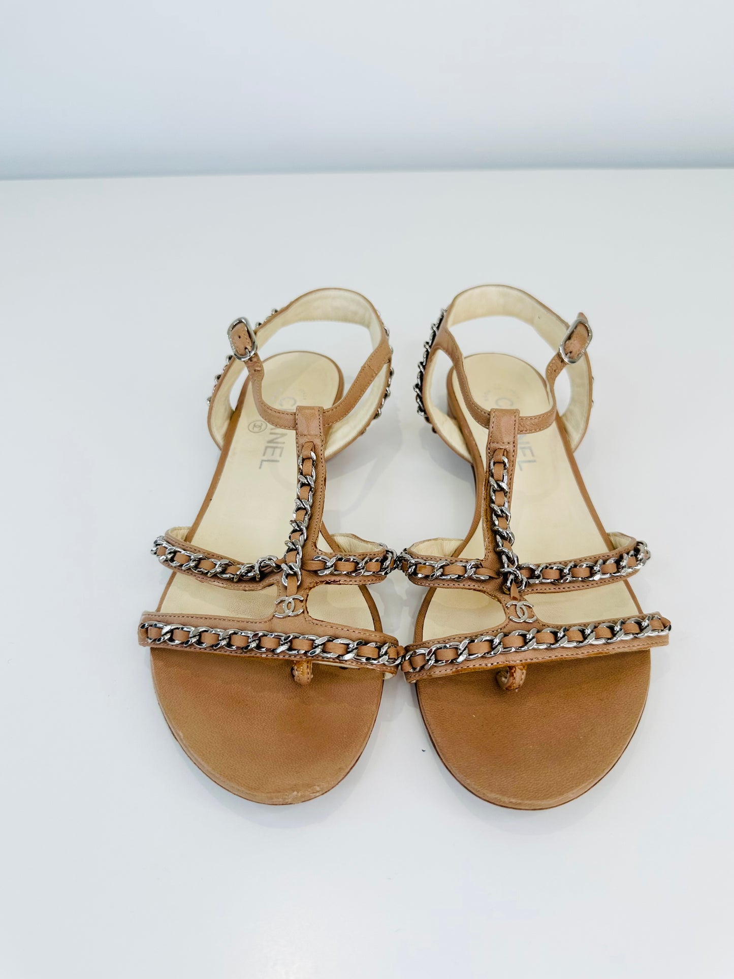 Leather Chain Sandals - Size 39