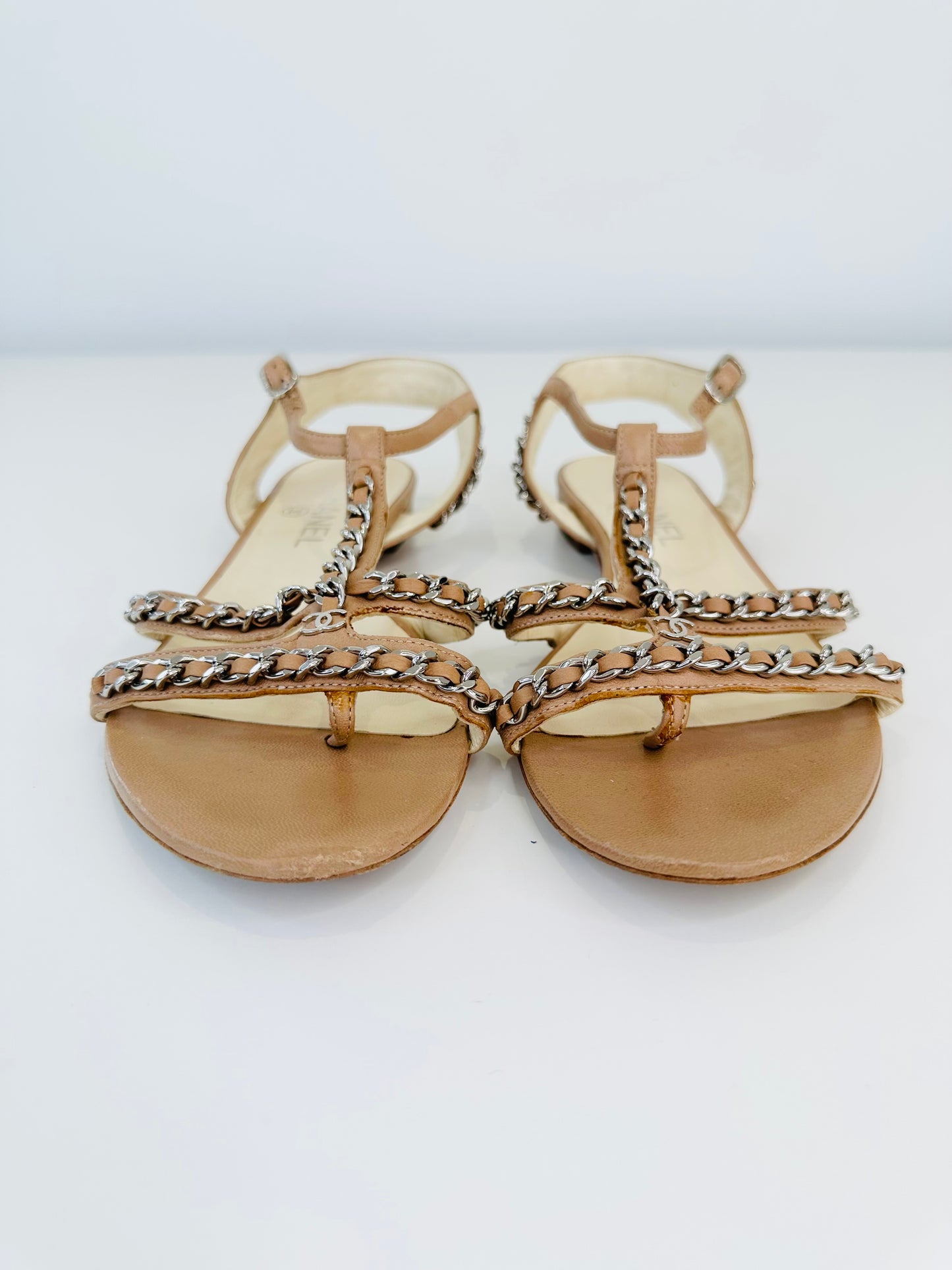 Leather Chain Sandals - Size 39