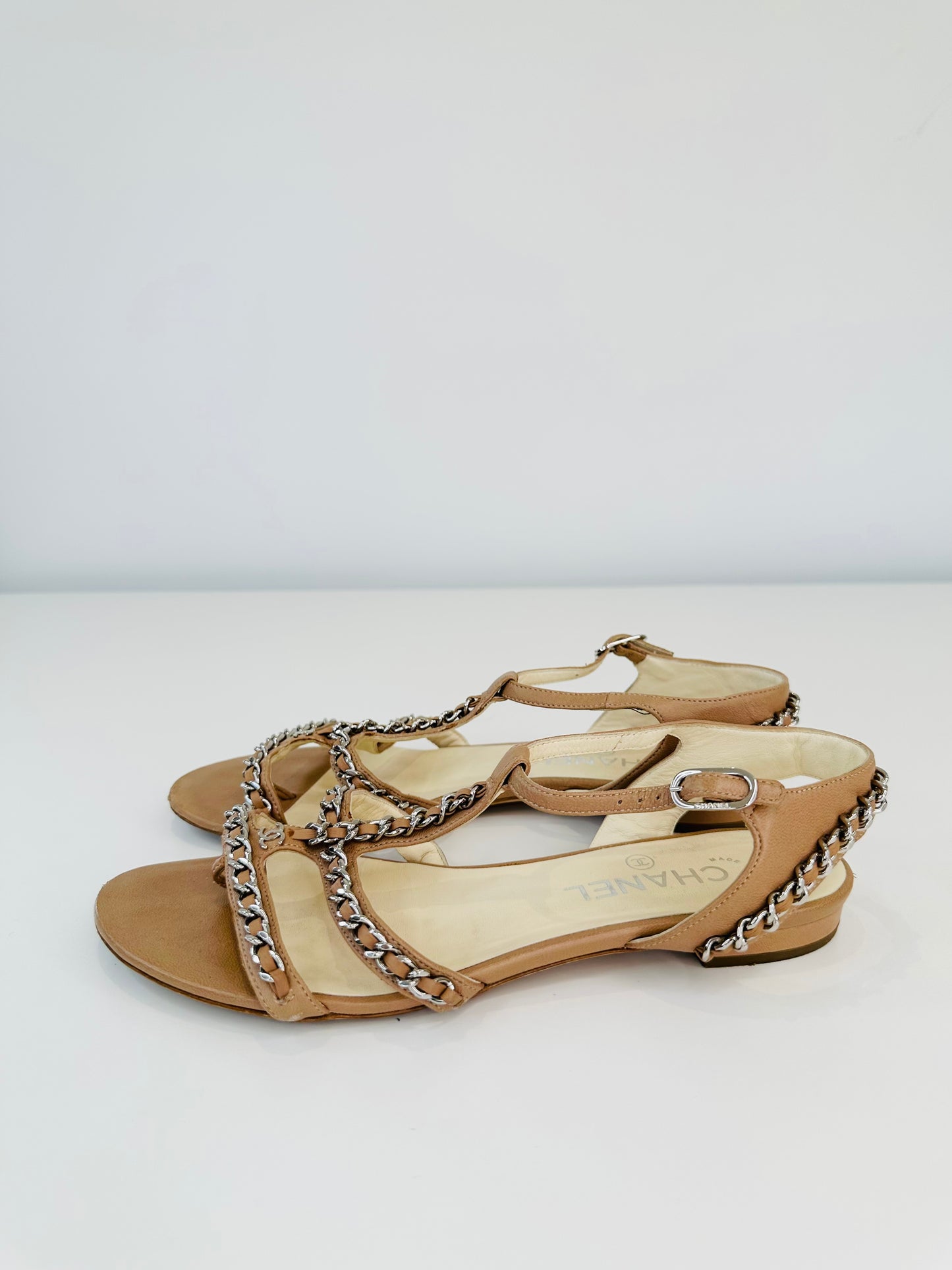 Leather Chain Sandals - Size 39