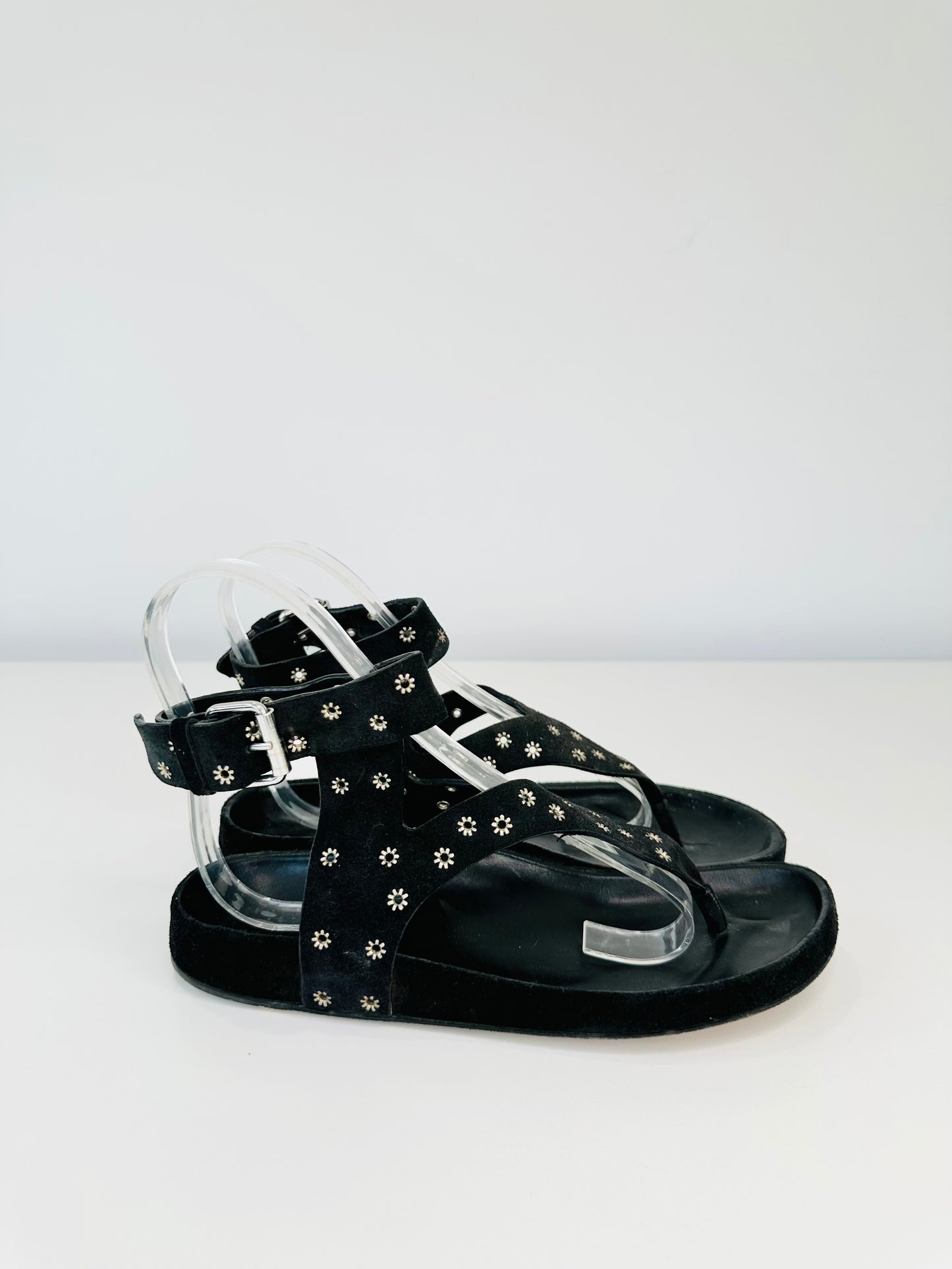 Suede Eyelet Sandals - Size 40