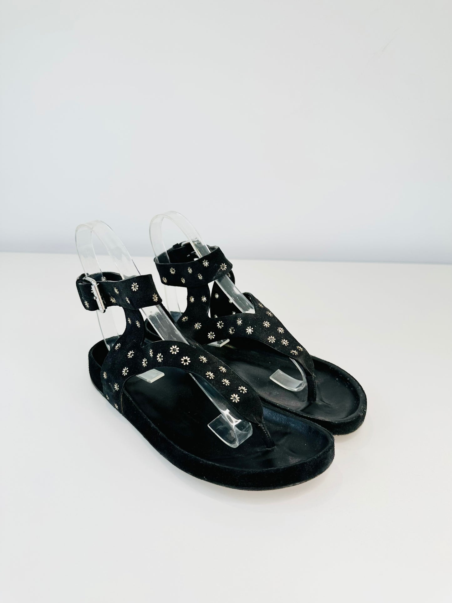 Suede Eyelet Sandals - Size 40
