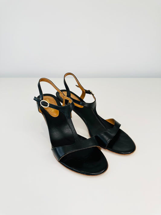 Leather T-Bar Sandals - Size 39