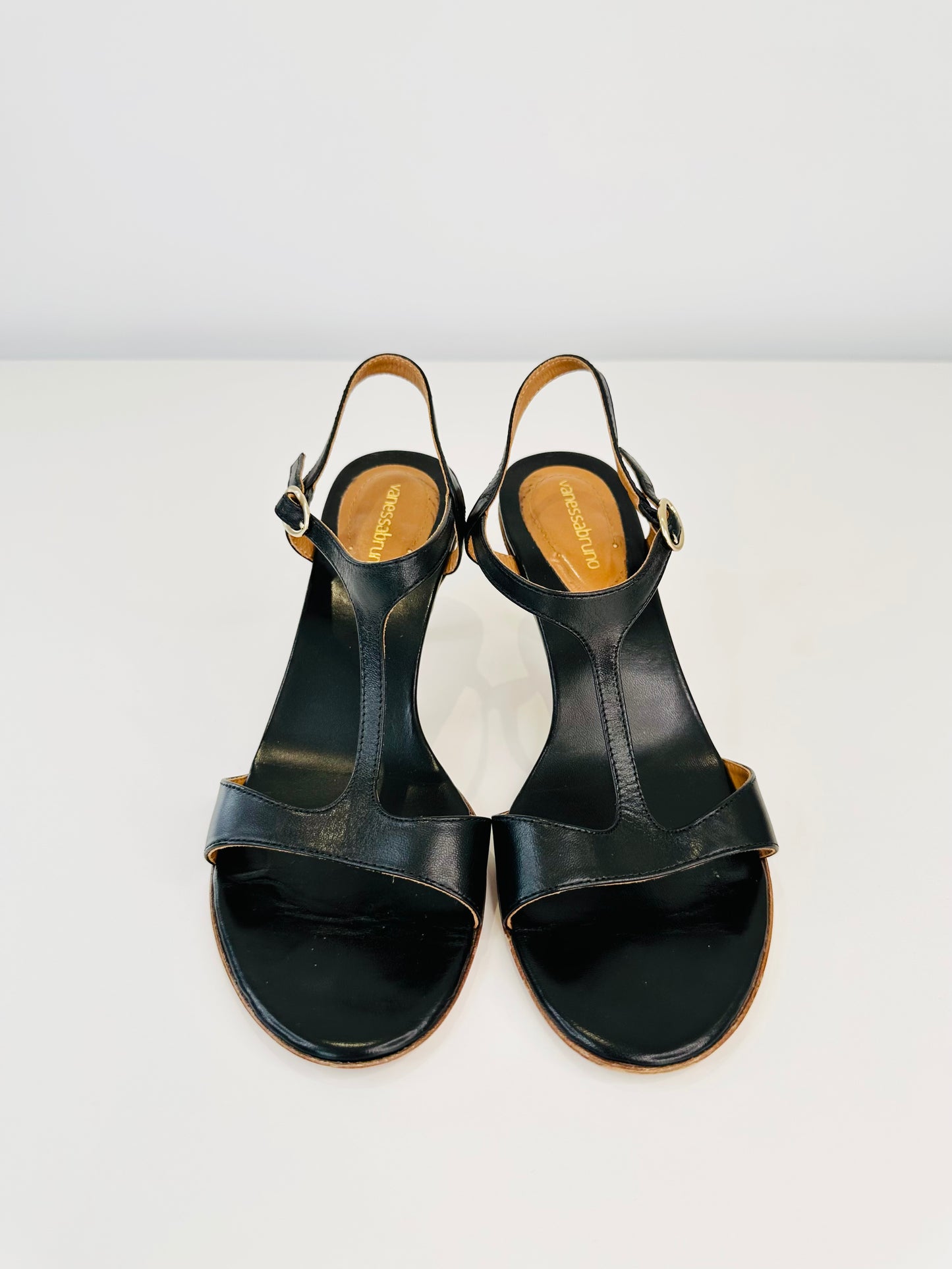 Leather T-Bar Sandals - Size 39