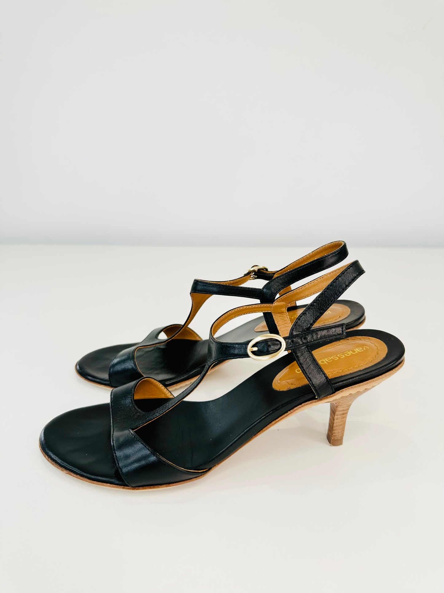 Leather T-Bar Sandals - Size 39
