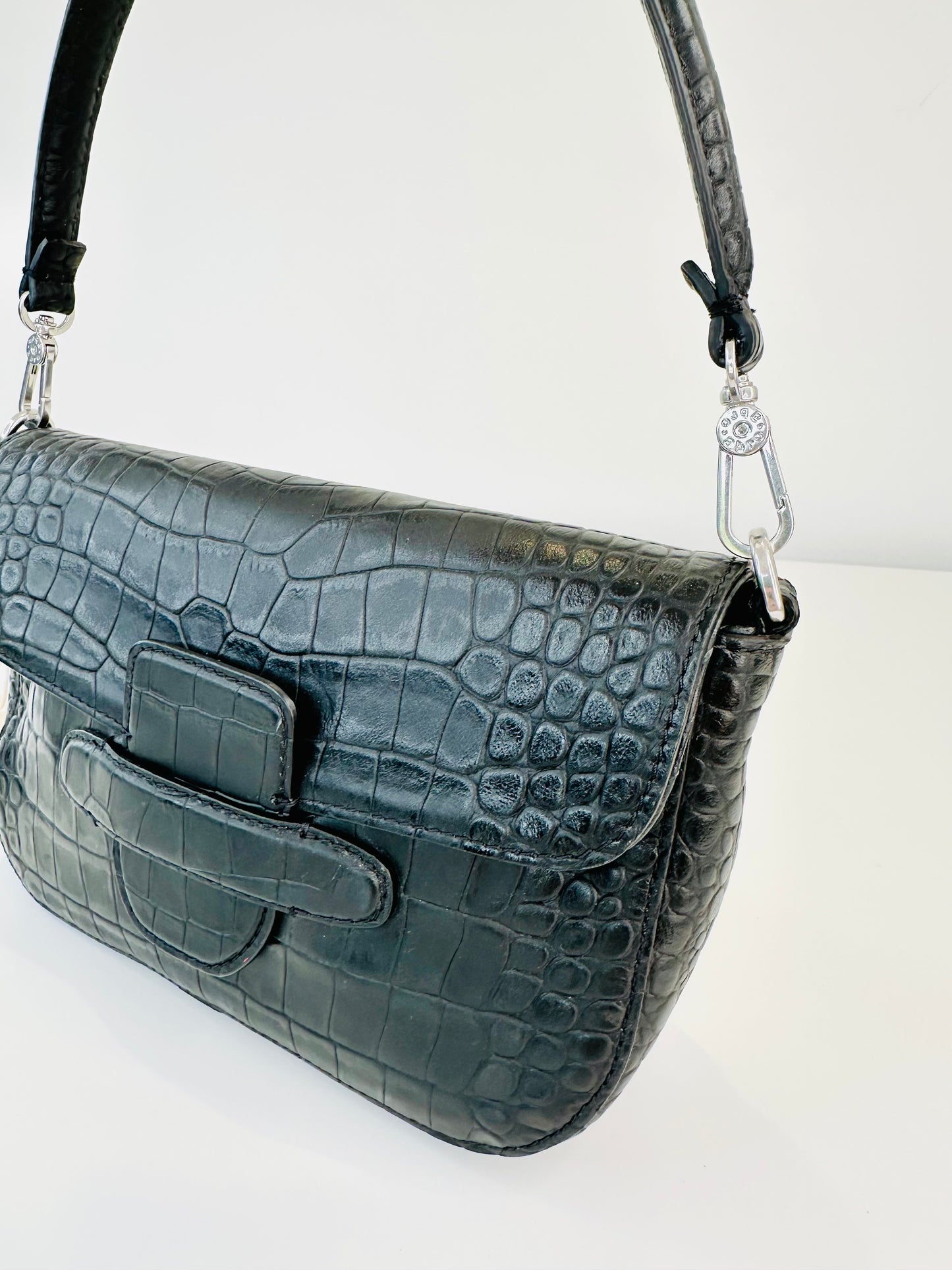 Moc Croc Leather Camilla Shoulder Bag