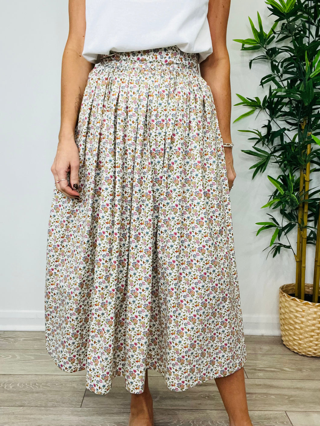 Floral Cotton Skirt - Size S