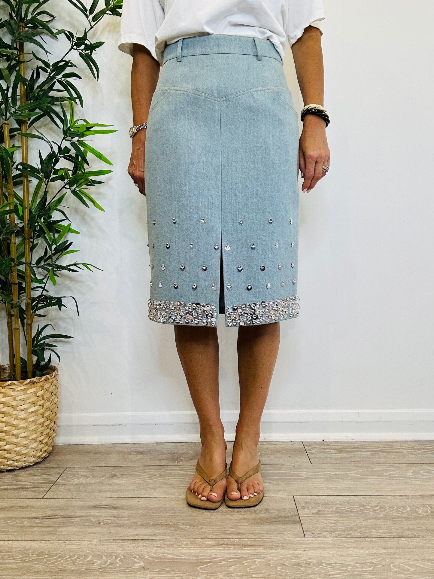 Embellished Denim Skirt - Size 10