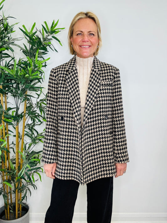 Houndstooth Check Blazer - Size XXS