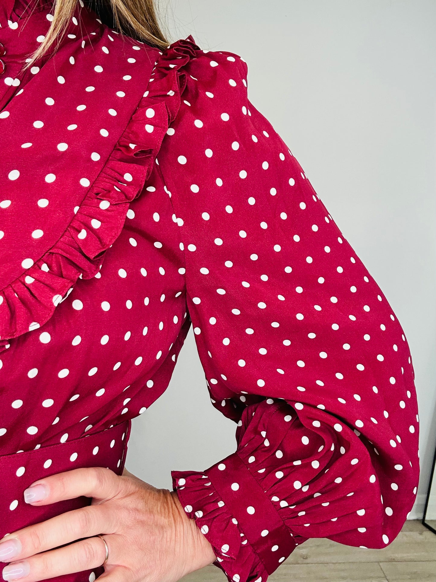 Belted Polka Dot Dress - Size 2