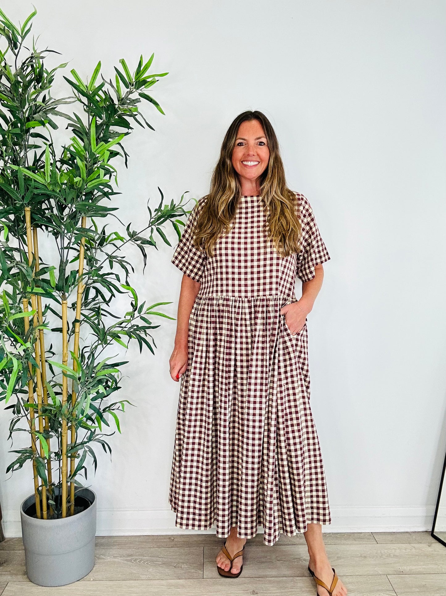 Cotton Check Dress - Size XXS