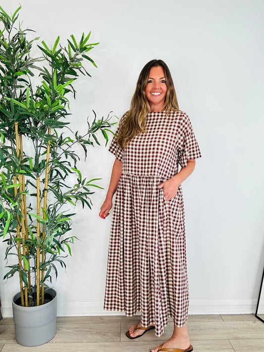 Cotton Check Dress - Size XXS