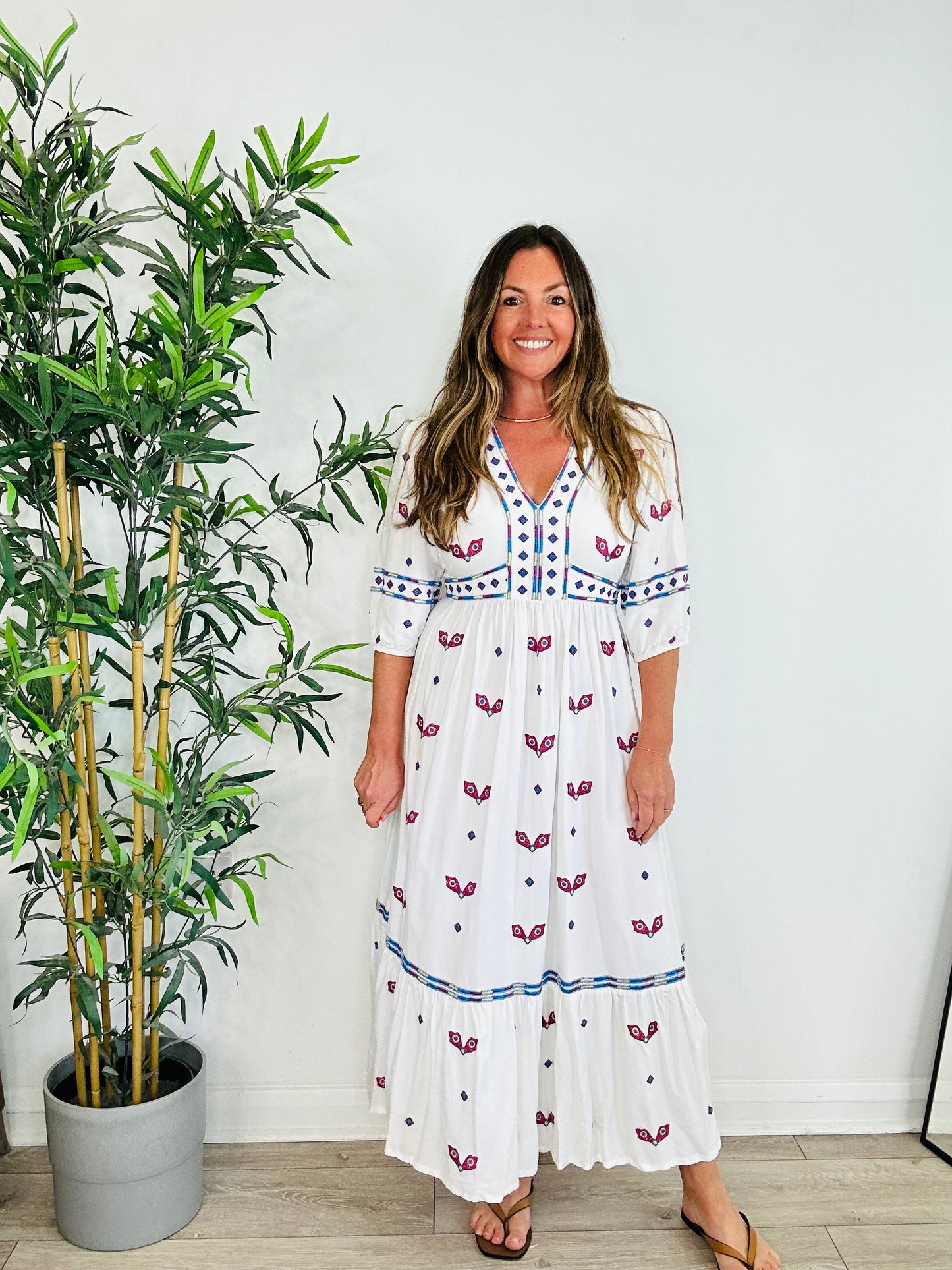 Embroidered Midi Dress - Size 1