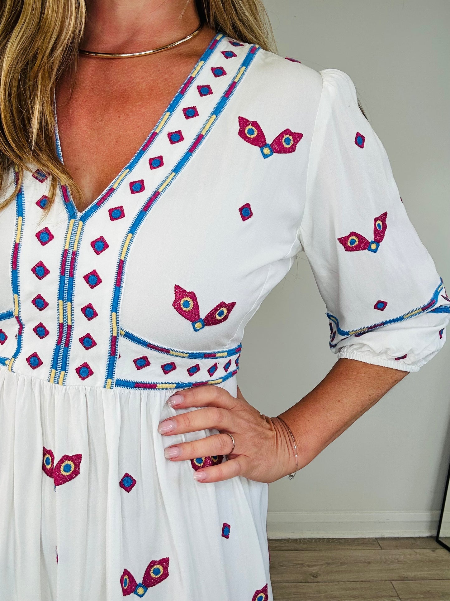 Embroidered Midi Dress - Size 1