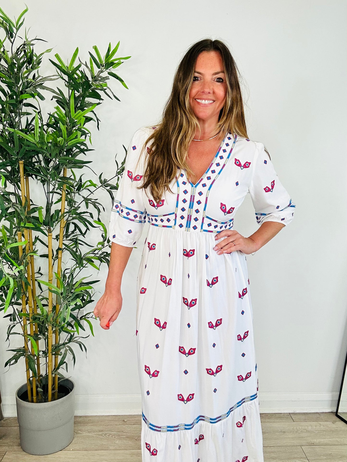 Embroidered Midi Dress - Size 1